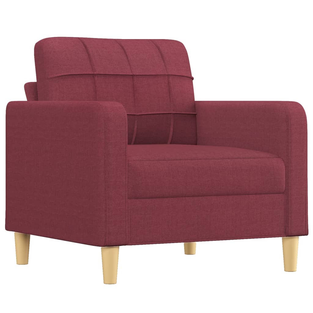 3-dijelni set sofa s jastucima crvena boja vina od tkanine