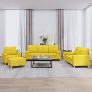 4-dijelni set sofa s jastucima svjetložuti od tkanine Žuta