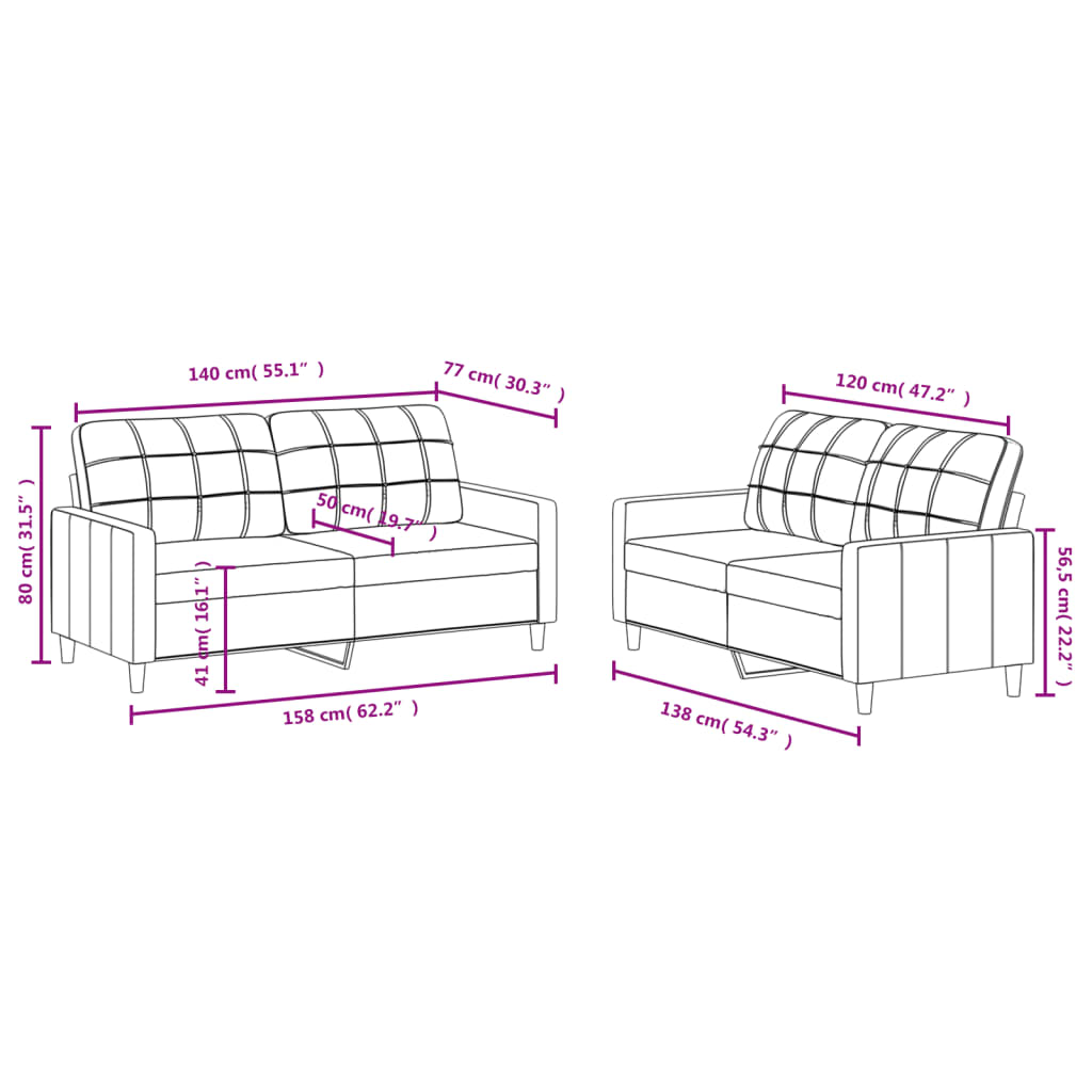 2-dijelni set sofa s jastucima tamnosivi od tkanine