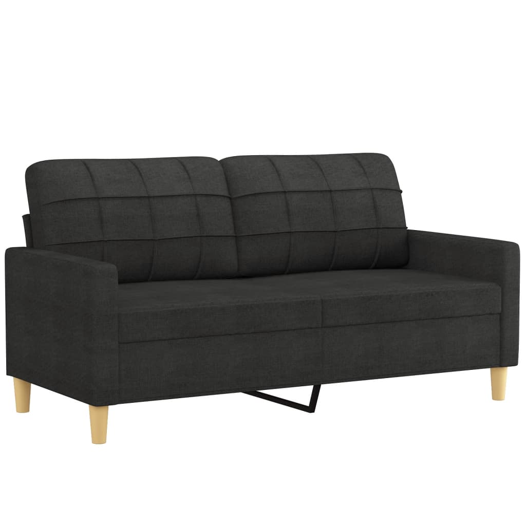 2-dijelni set sofa s jastucima crni od tkanine