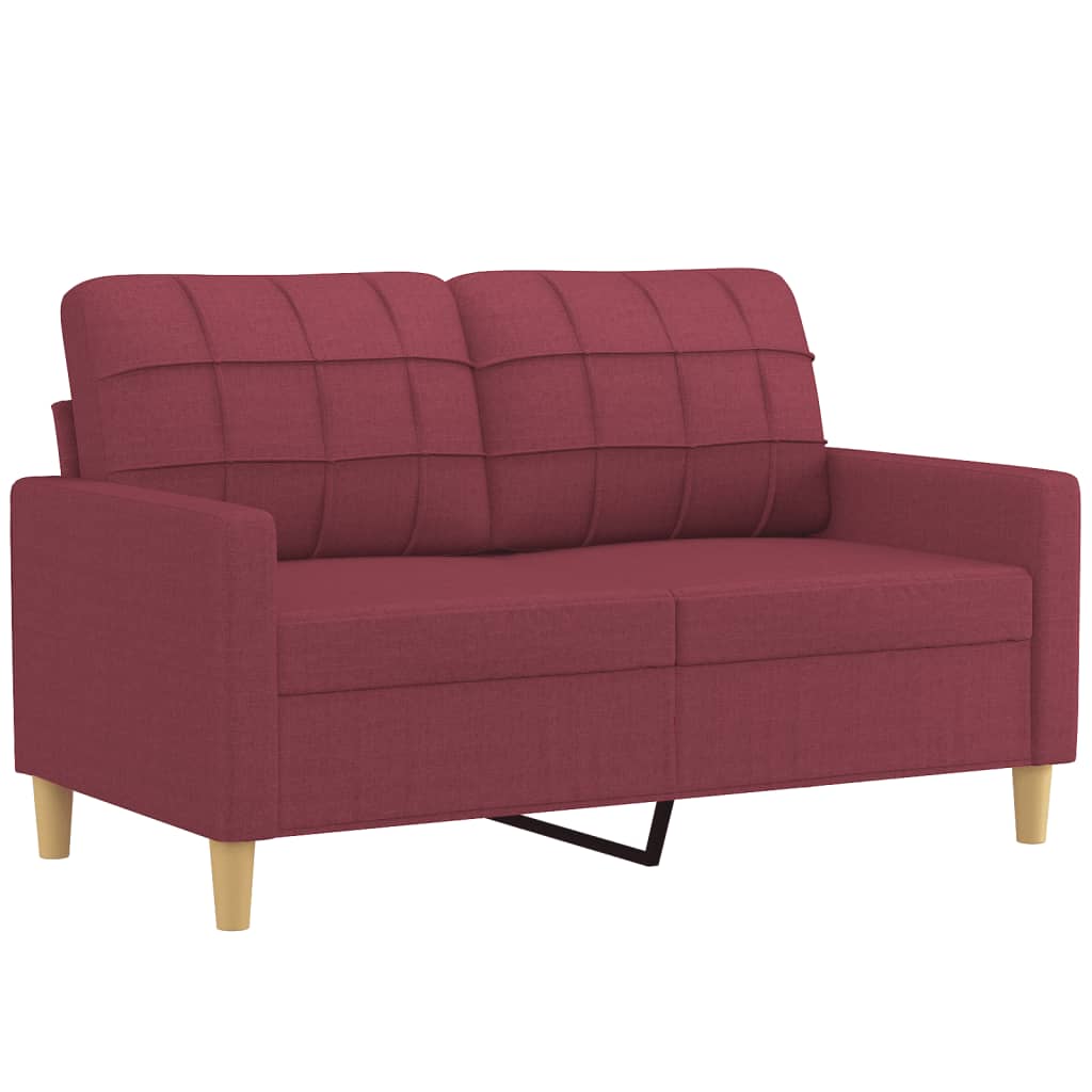 2-dijelni set sofa s jastucima crvena boja vina od tkanine
