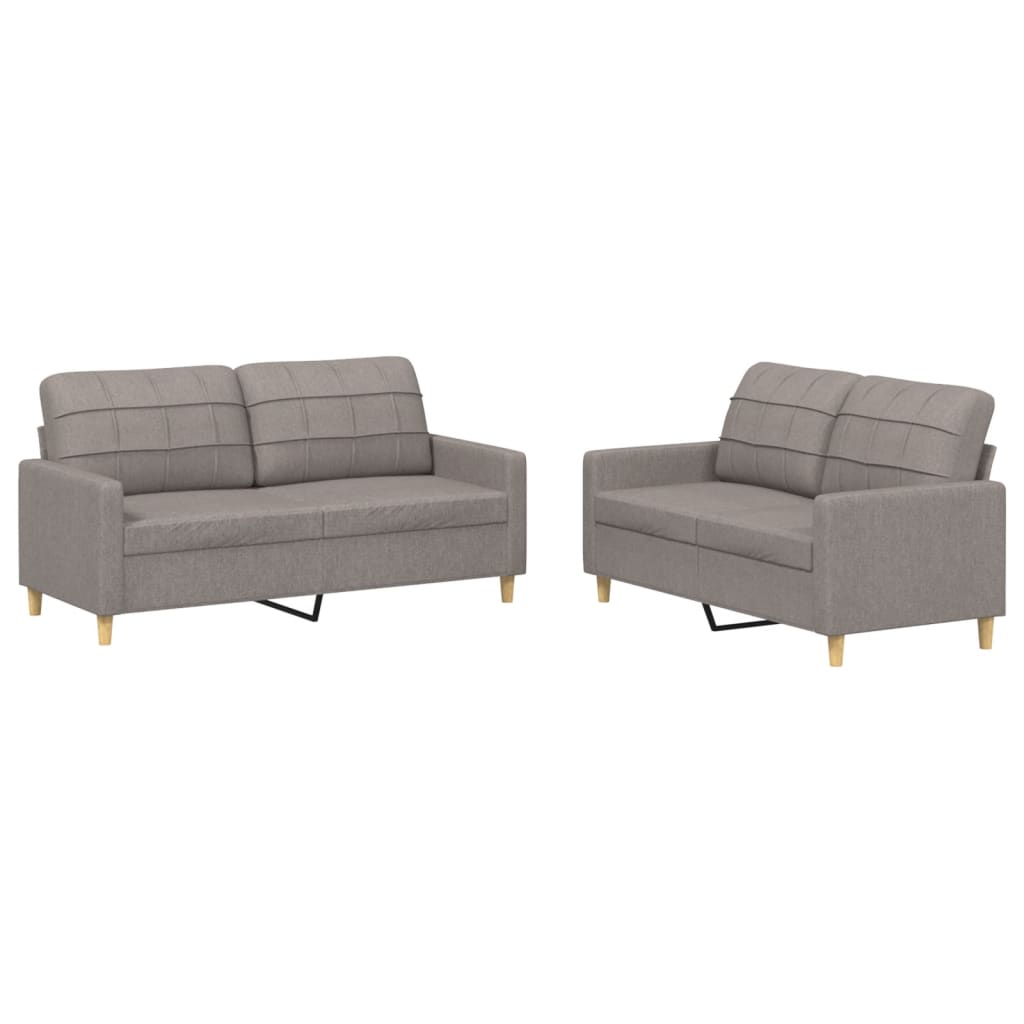 2-dijelni set sofa s jastucima smeđesivi od tkanine