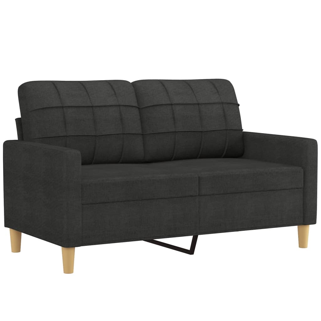 3-dijelni set sofa s jastucima crni od tkanine
