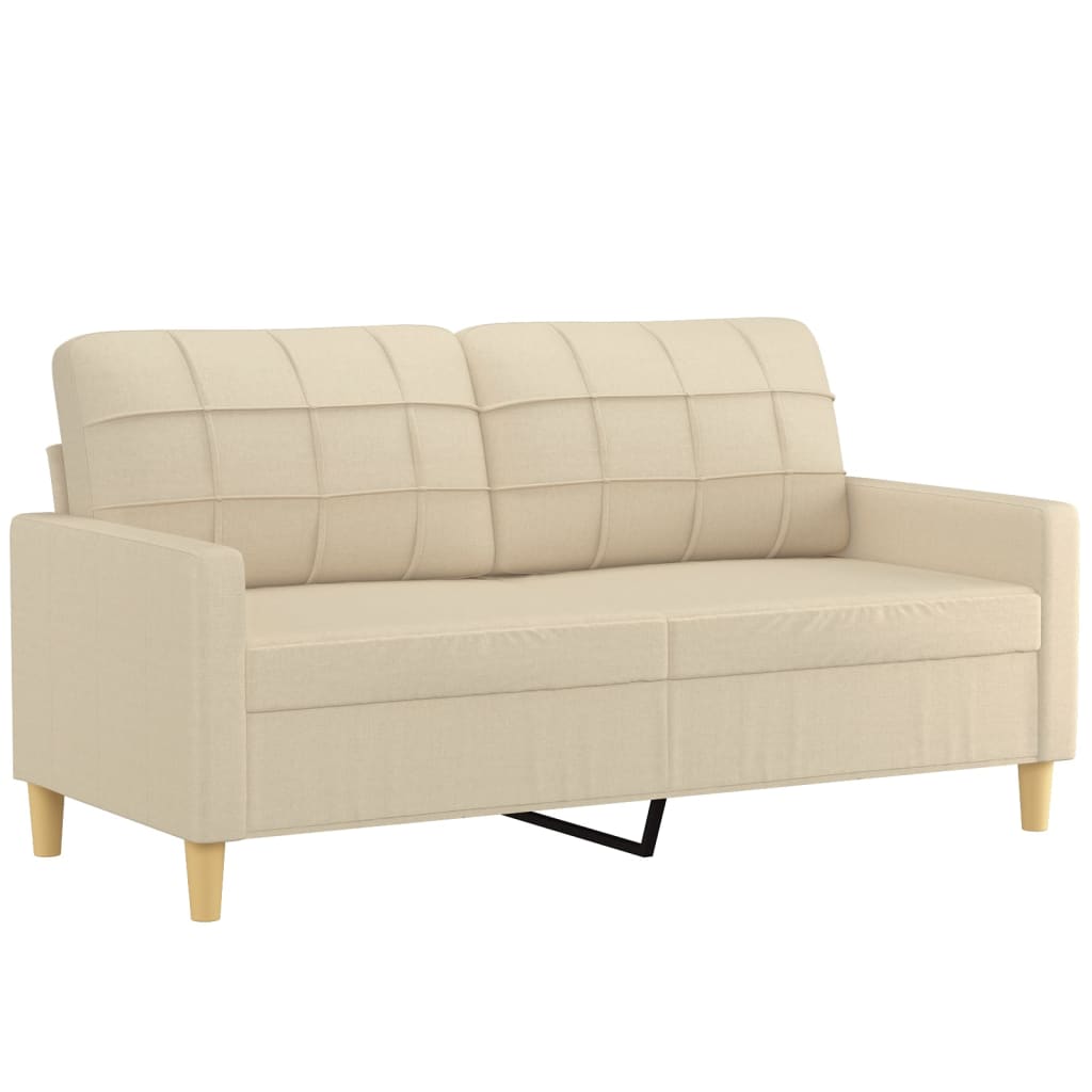 2-dijelni set sofa s jastucima krem od tkanine