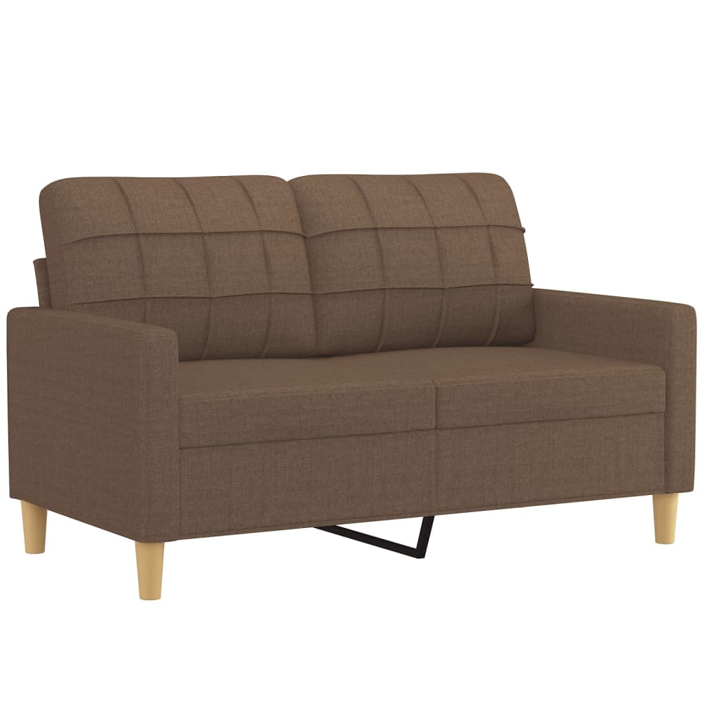2-dijelni set sofa s jastucima smeđi od tkanine