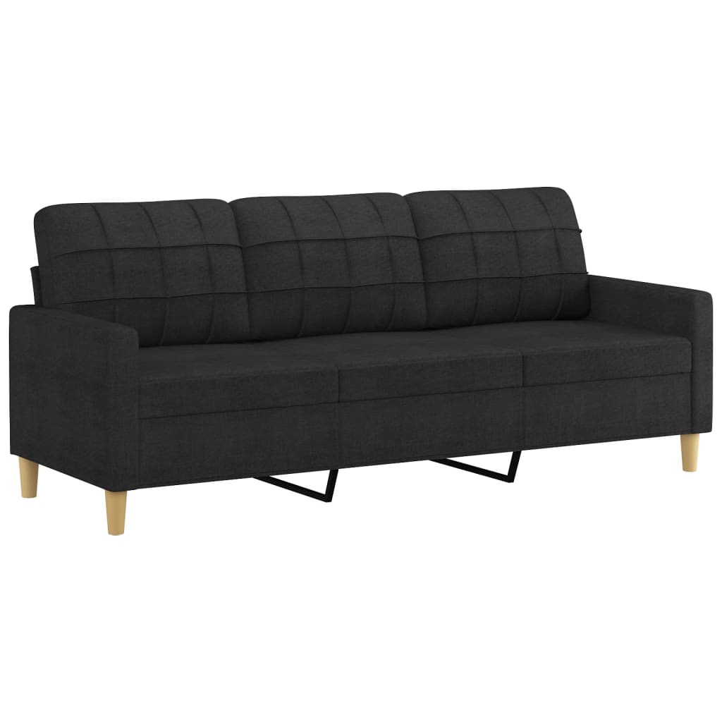 3-dijelni set sofa s jastucima crni od mikrovlakana