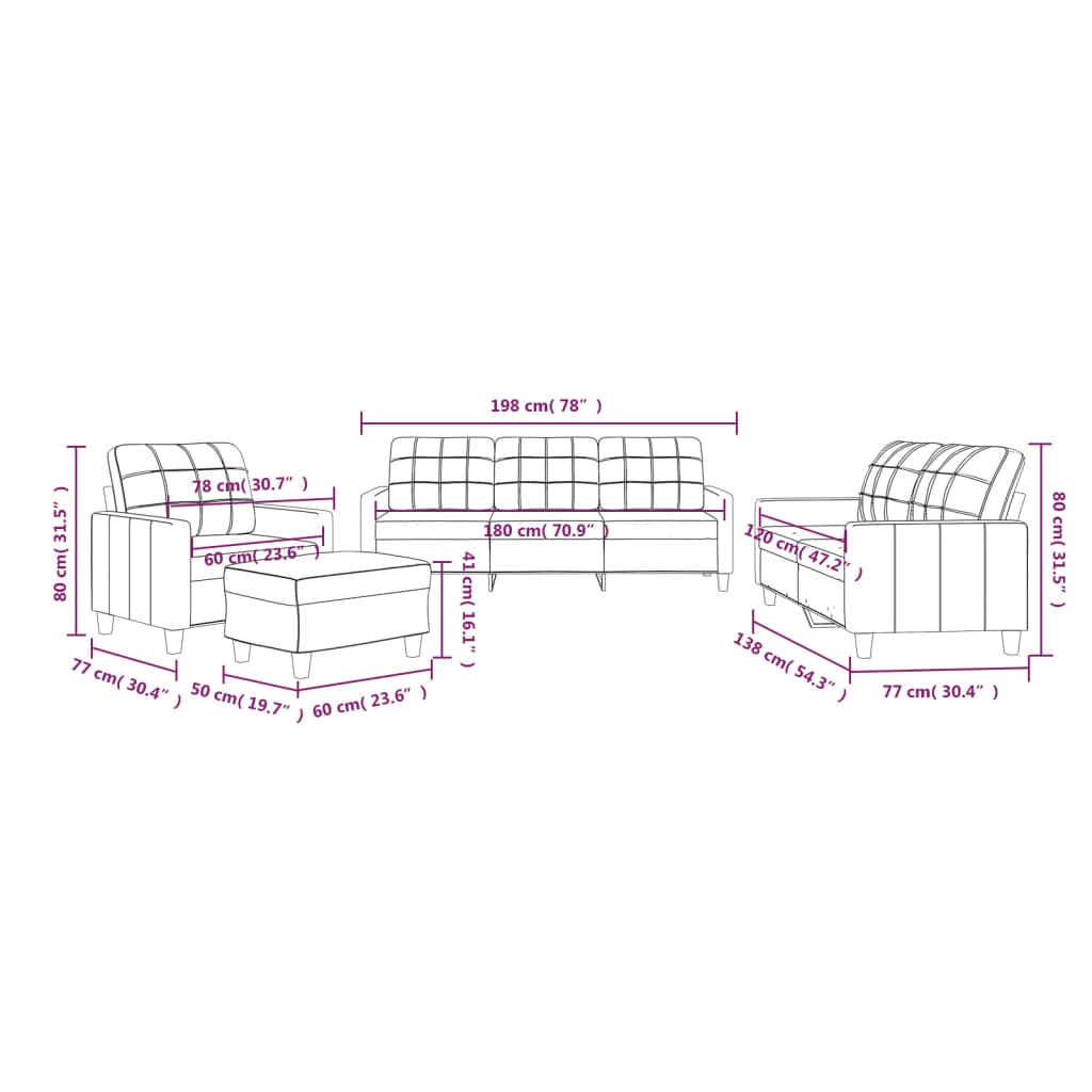 4-dijelni set sofa s jastucima crni od umjetne kože