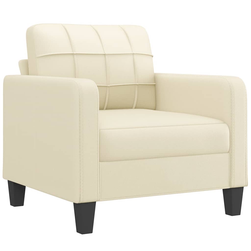 4-dijelni set sofa s jastucima krem od umjetne kože