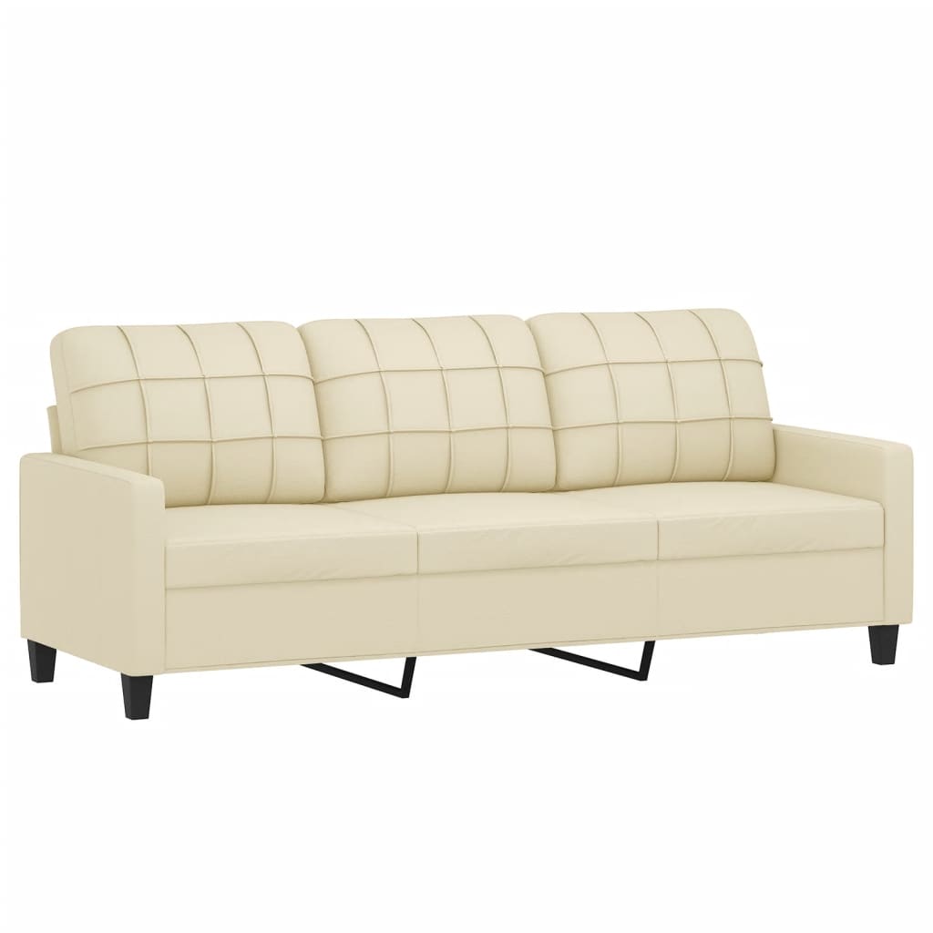 4-dijelni set sofa s jastucima krem od umjetne kože