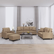 4-dijelni set sofa s jastucima boja cappuccina od umjetne kože