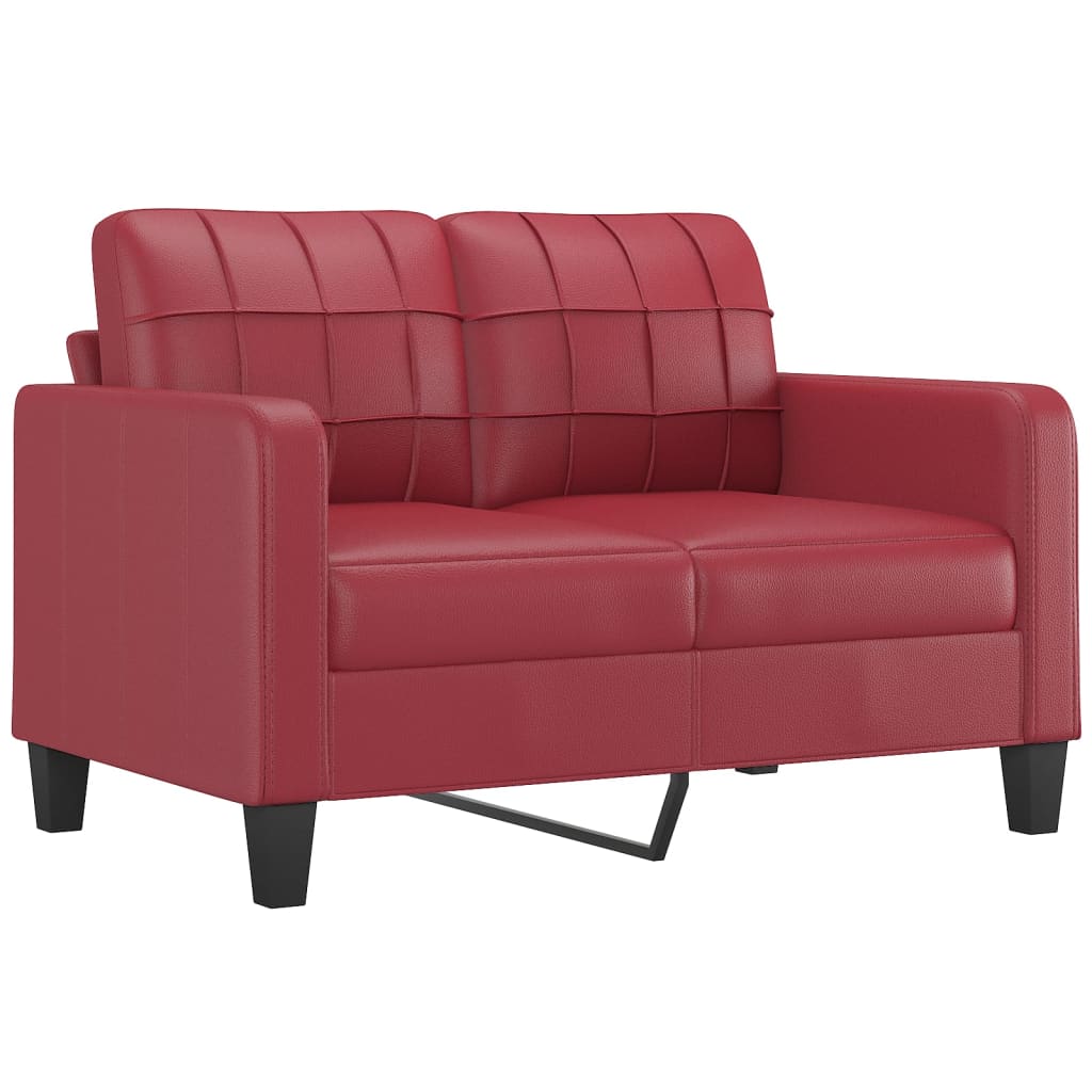 2-dijelni set sofa s jastucima boja vina od umjetne kože