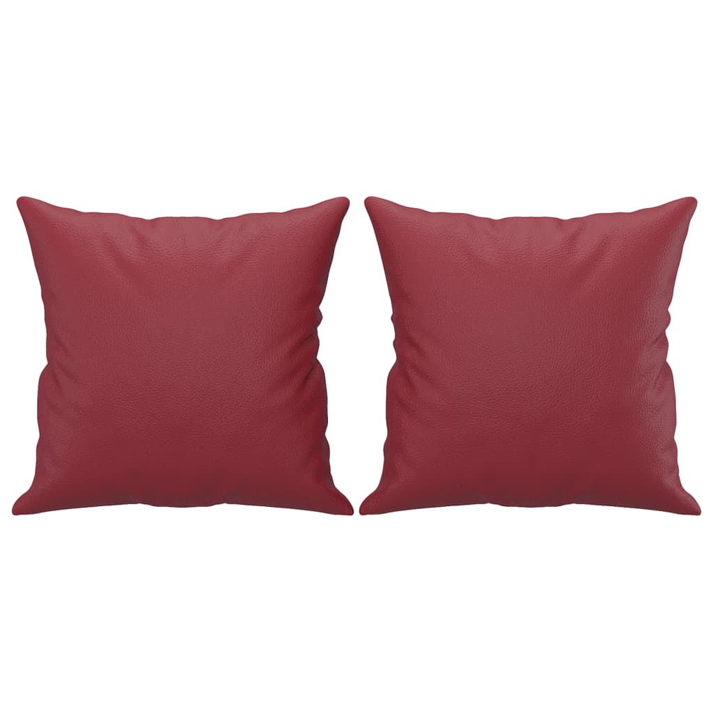 2-dijelni set sofa s jastucima boja vina od umjetne kože