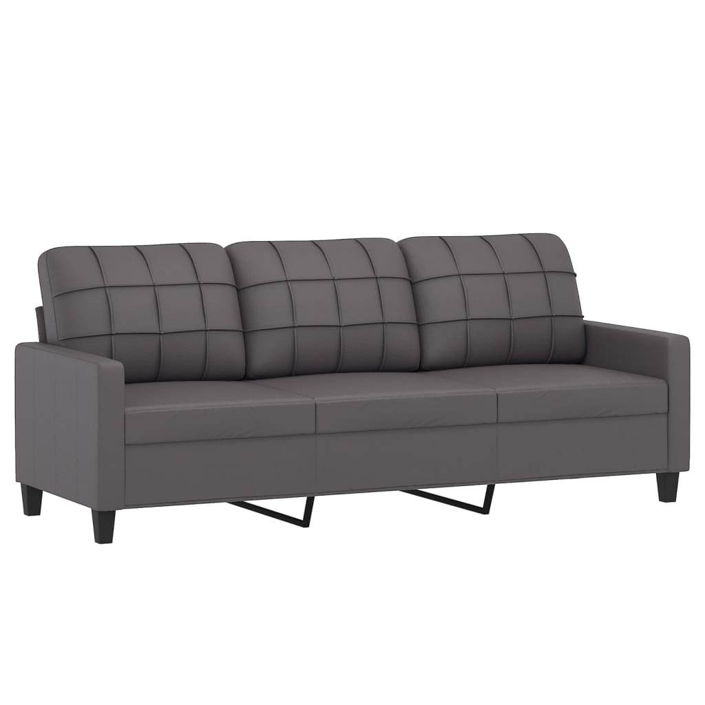 2-dijelni set sofa s jastucima sivi od umjetne kože