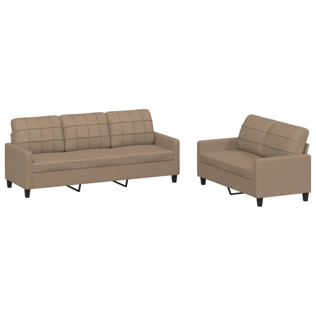 2-dijelni set sofa s jastucima boja cappuccina od umjetne kože