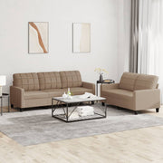 2-dijelni set sofa s jastucima boja cappuccina od umjetne kože