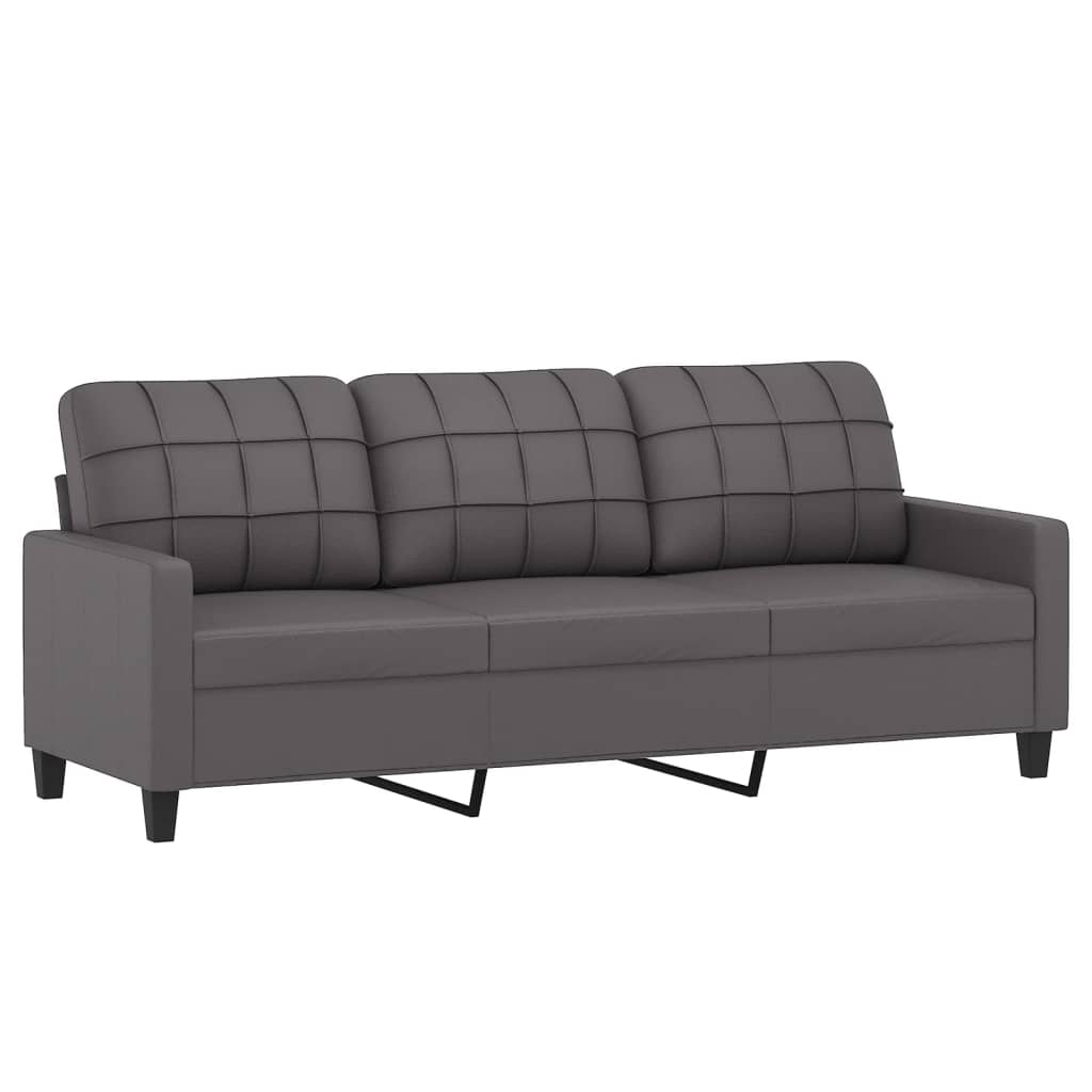 3-dijelni set sofa s jastucima sivi od umjetne kože