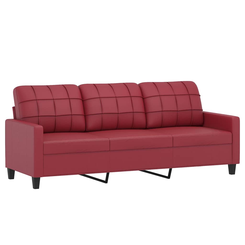 2-dijelni set sofa s jastucima boja vina od umjetne kože
