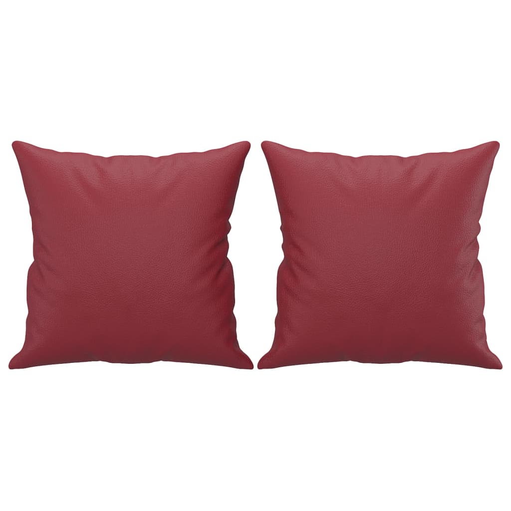 2-dijelni set sofa s jastucima boja vina od umjetne kože