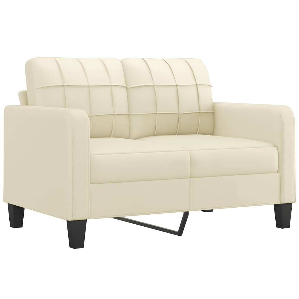 3-dijelni set sofa s jastucima krem od umjetne kože