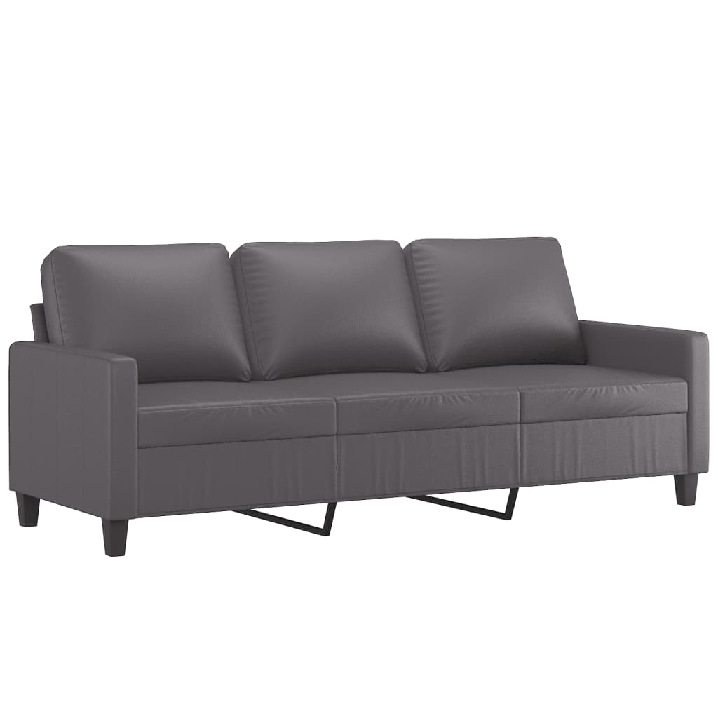 3-dijelni set sofa s jastucima sivi od umjetne kože