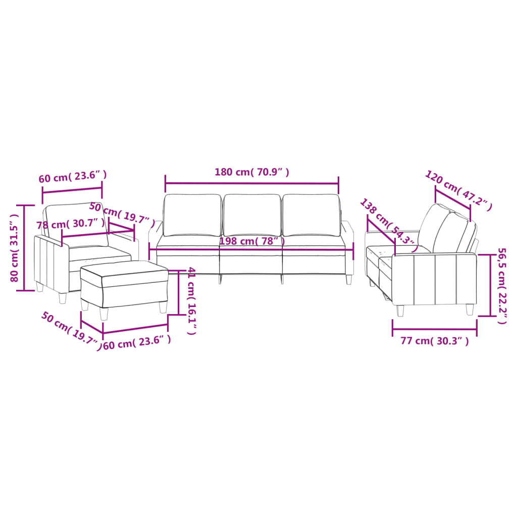 4-dijelni set sofa s jastucima crni od umjetne kože