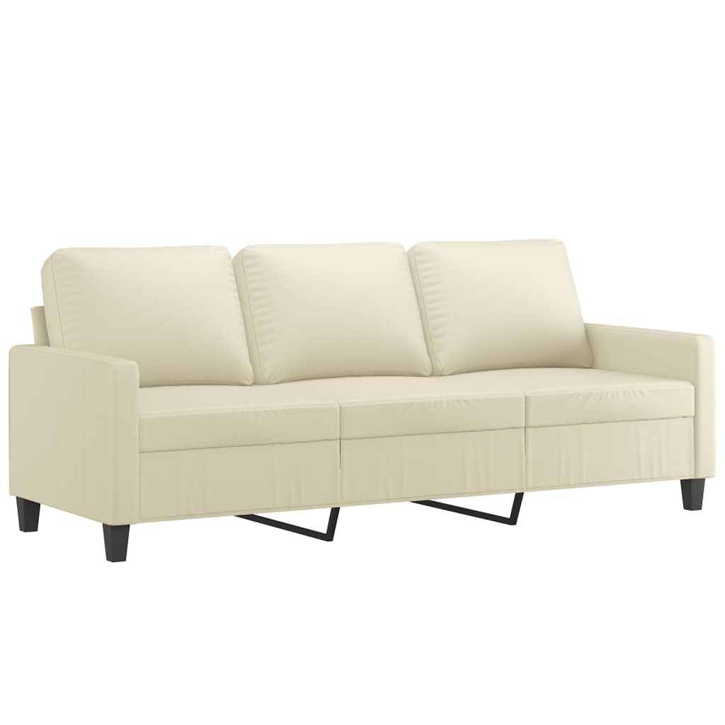 4-dijelni set sofa s jastucima krem od umjetne kože