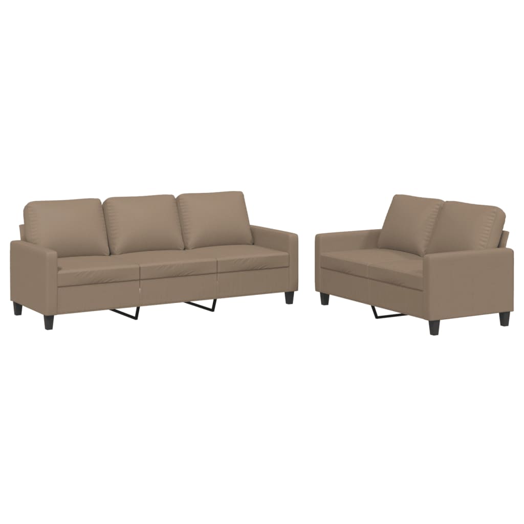 2-dijelni set sofa s jastucima boja cappuccina od umjetne kože