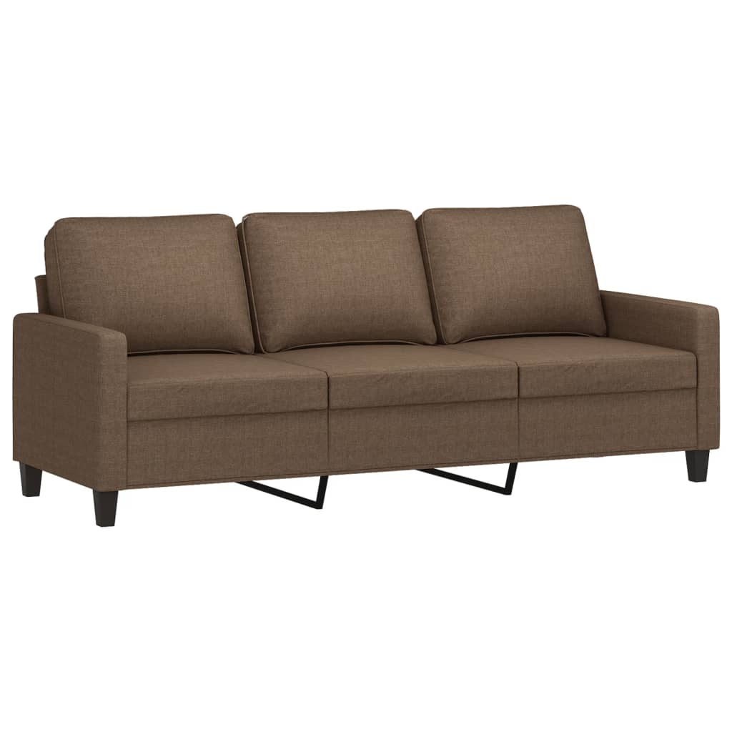 3-dijelni set sofa s jastucima smeđi od tkanine