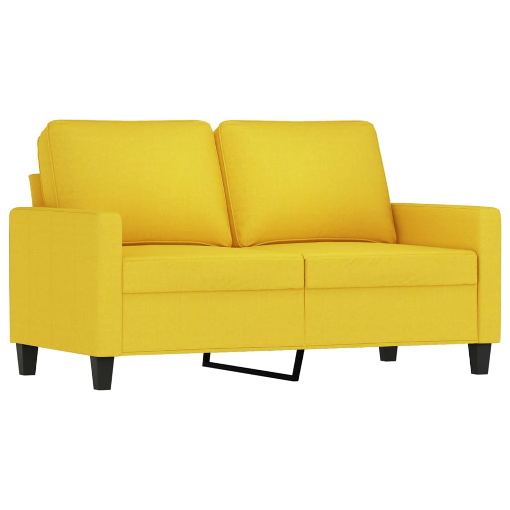 3-dijelni set sofa s jastucima svjetložuti od tkanine