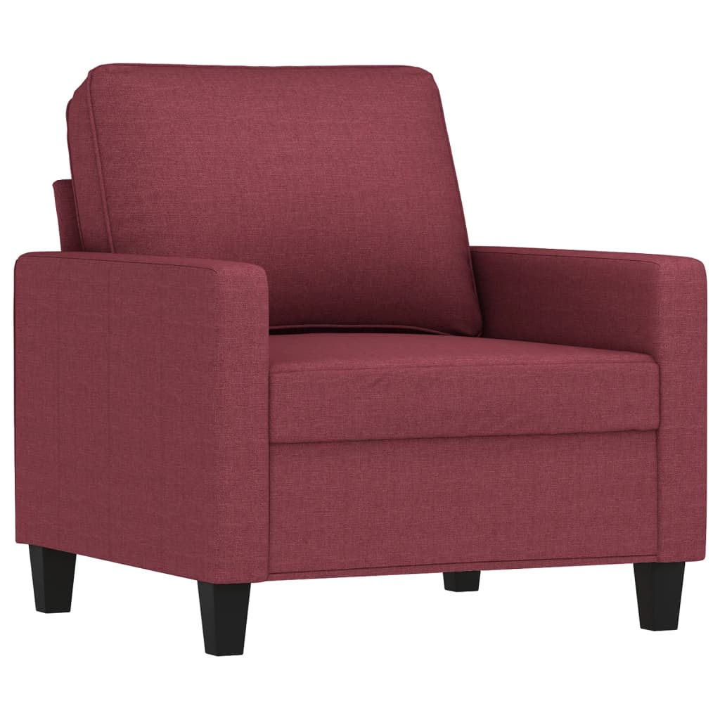 3-dijelni set sofa s jastucima crvena boja vina od tkanine