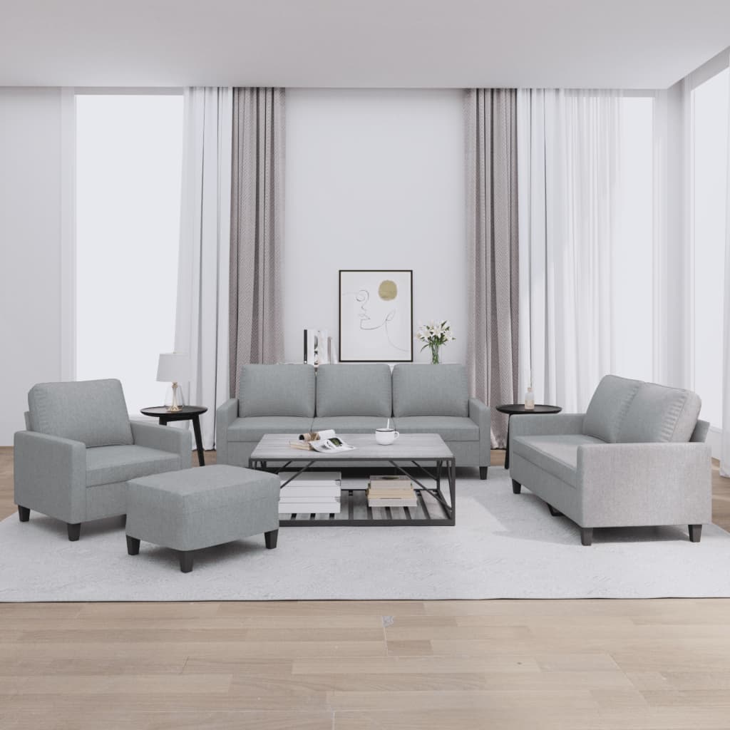 4-dijelni set sofa s jastucima svjetlosivi od tkanine Siva