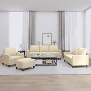 4-dijelni set sofa s jastucima krem od tkanine