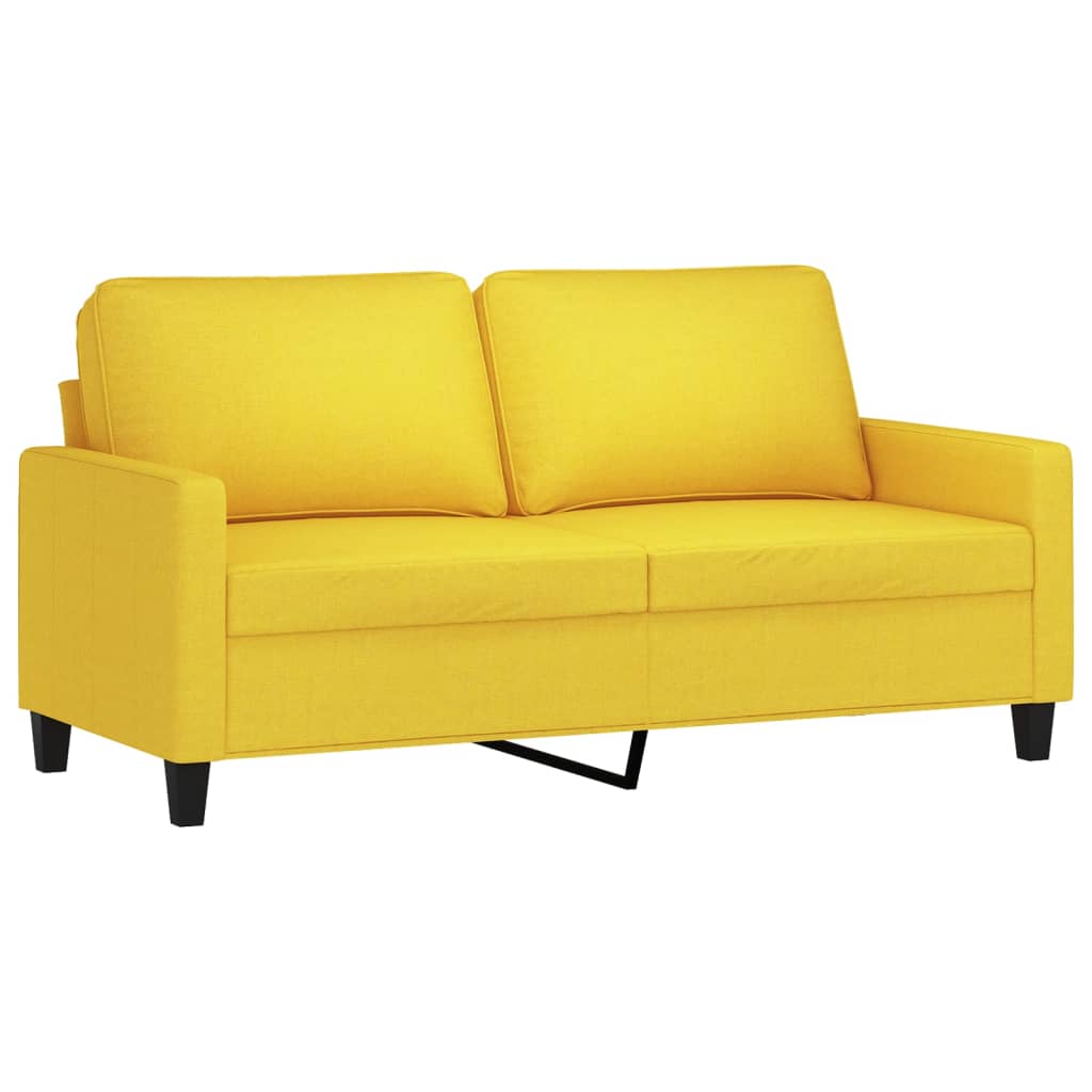 2-dijelni set sofa s jastucima svjetložuti od tkanine