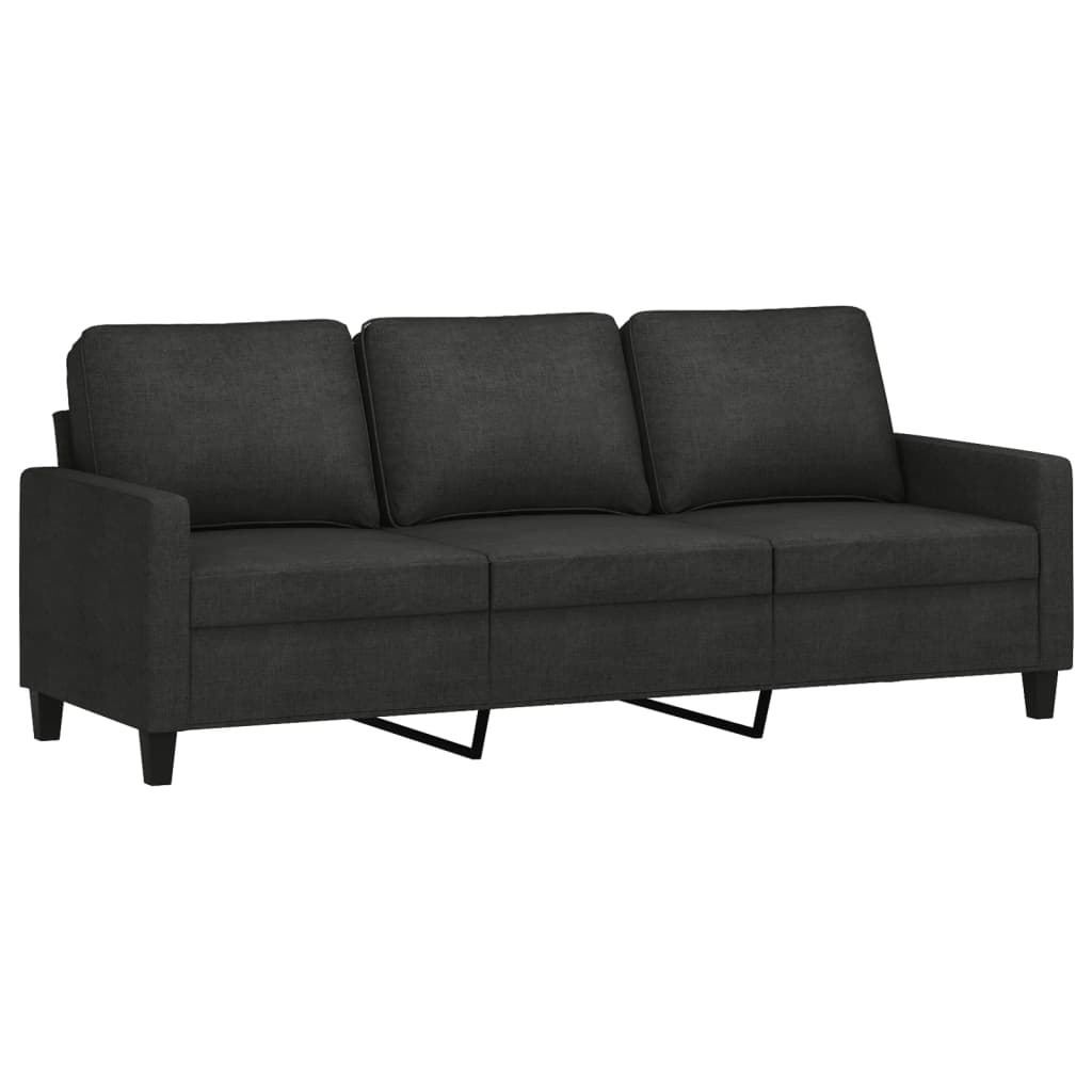 2-dijelni set sofa s jastucima crni od tkanine