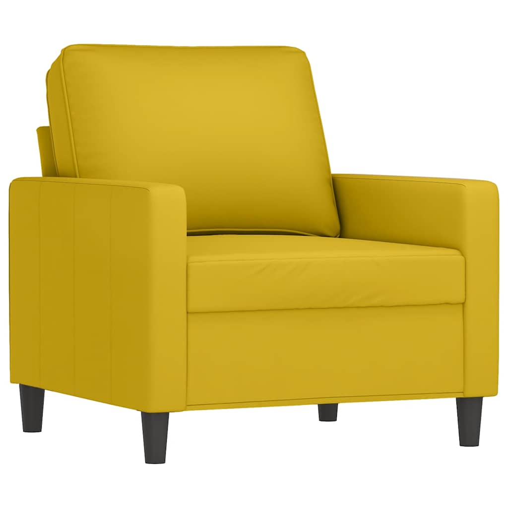 3-dijelni set sofa s jastucima žuti baršunasti