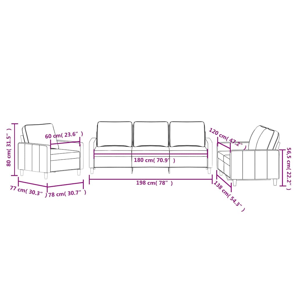 3-dijelni set sofa s jastucima plavi baršunasti