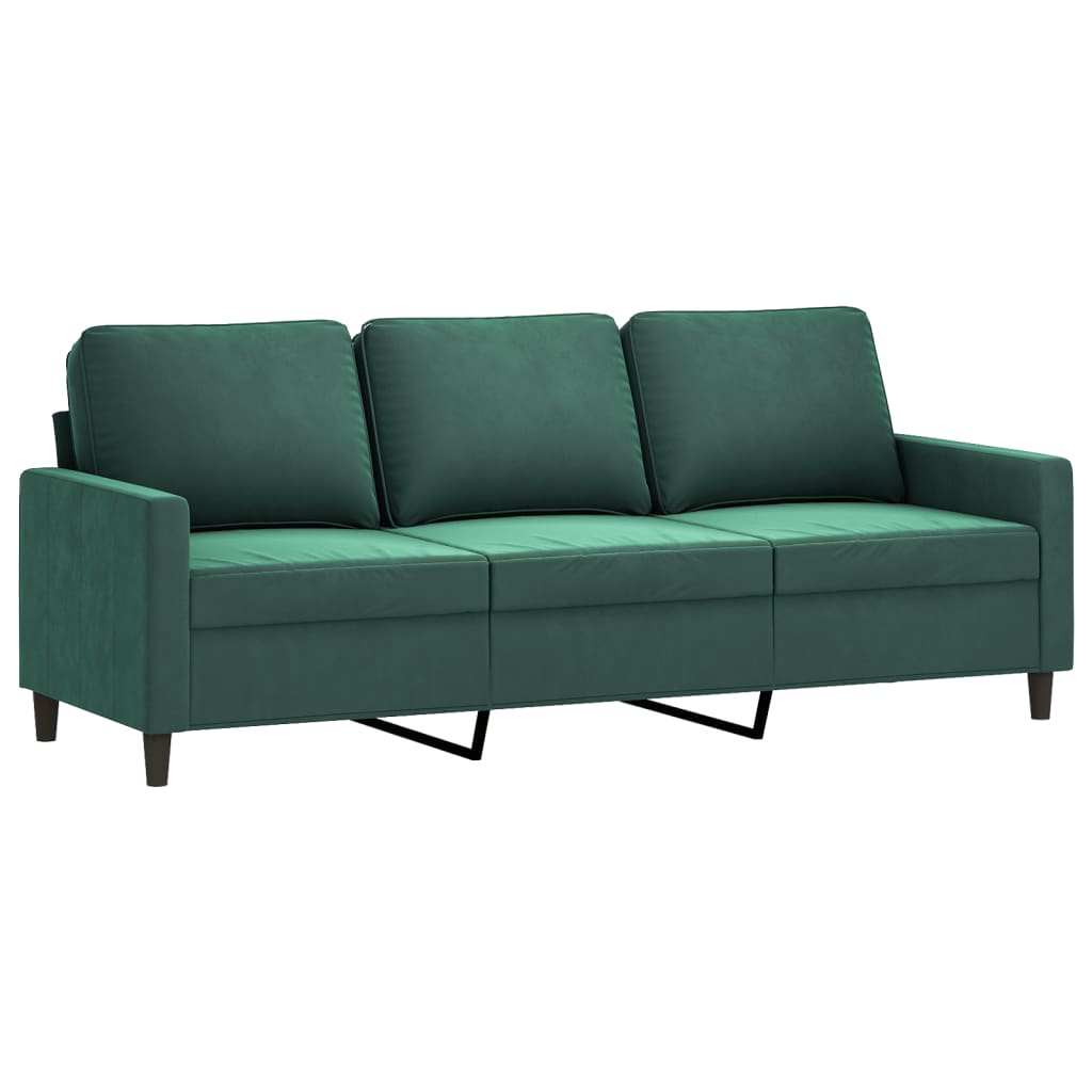 4-dijelni set sofa s jastucima tamnozeleni baršunasti
