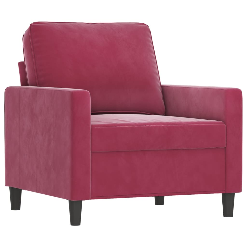 4-dijelni set sofa s jastucima crvena boja vina baršunasti