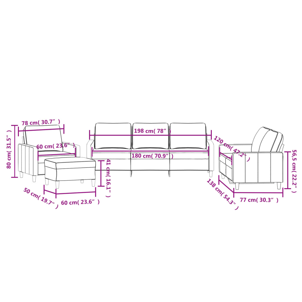 4-dijelni set sofa s jastucima crvena boja vina baršunasti