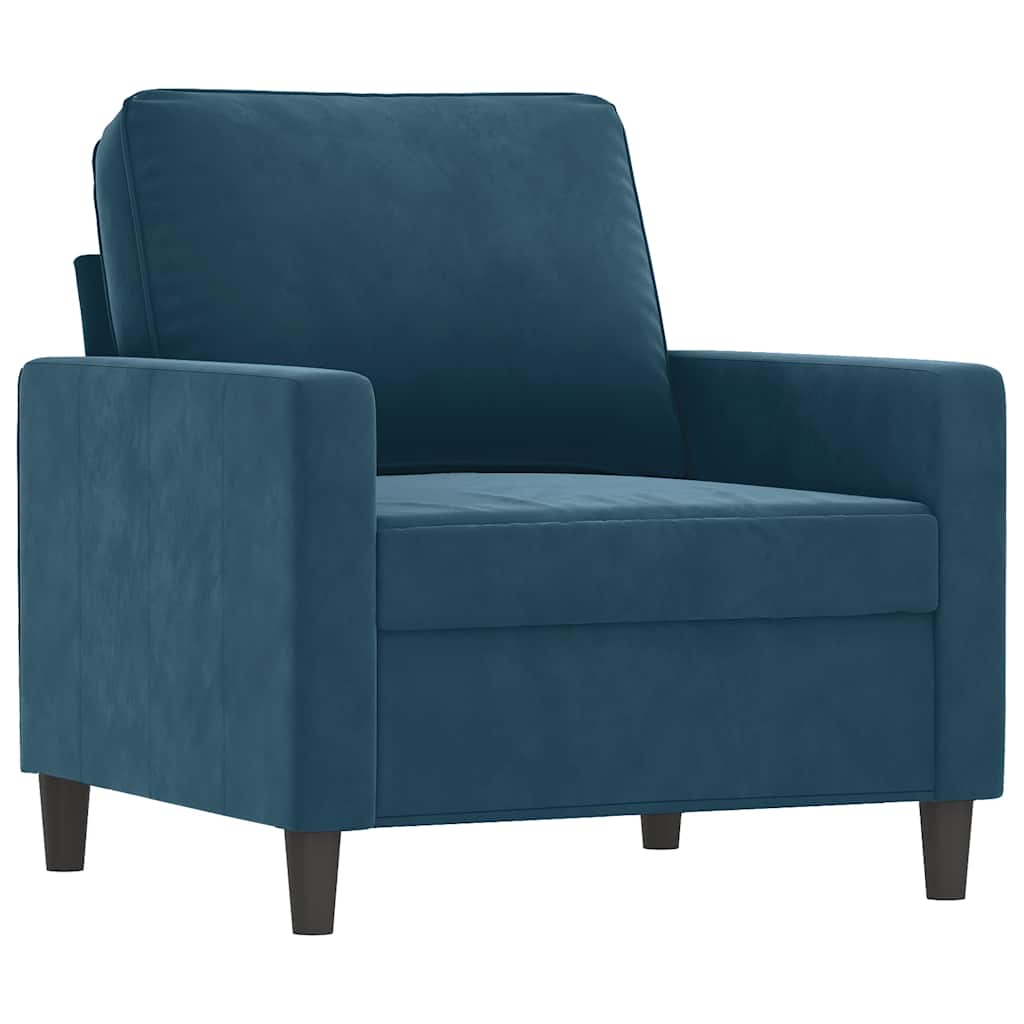 4-dijelni set sofa s jastucima plavi baršunasti
