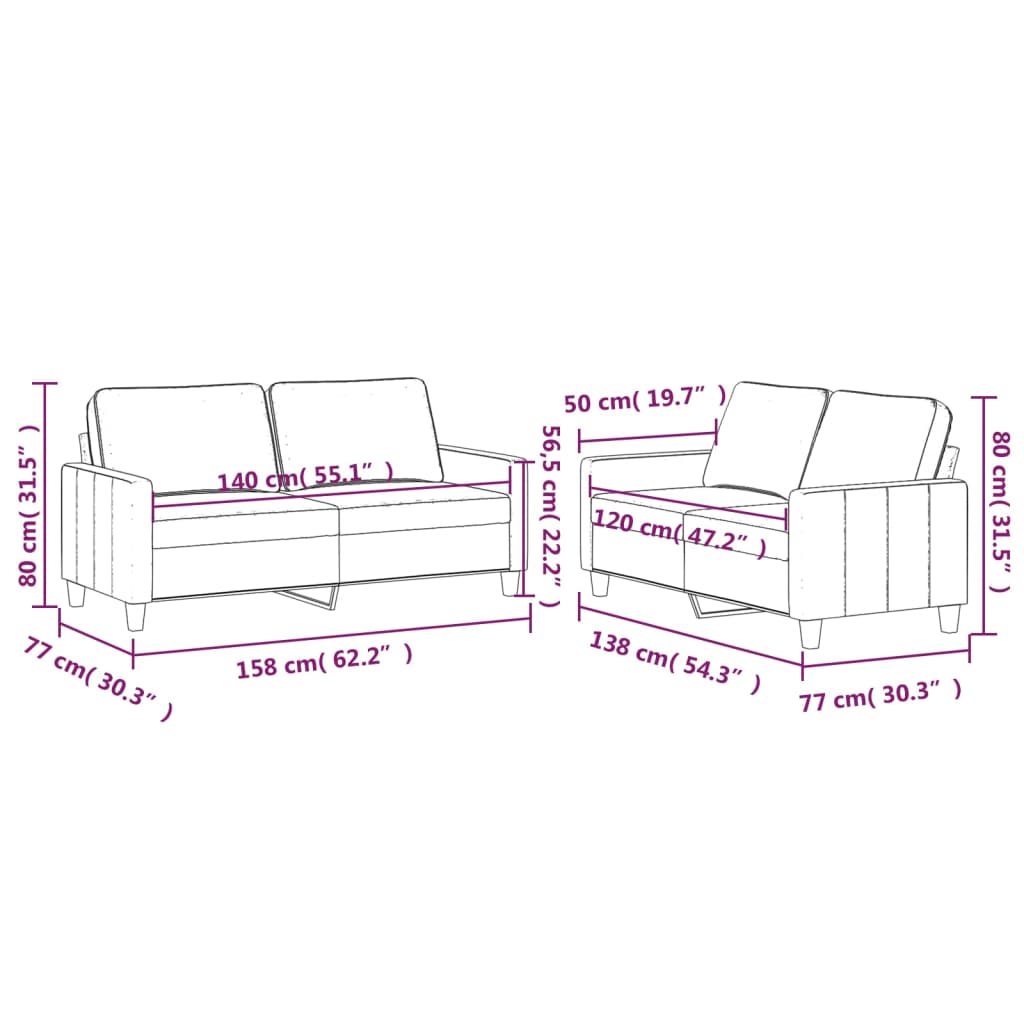 2-dijelni set sofa s jastucima tamnosivi baršunasti