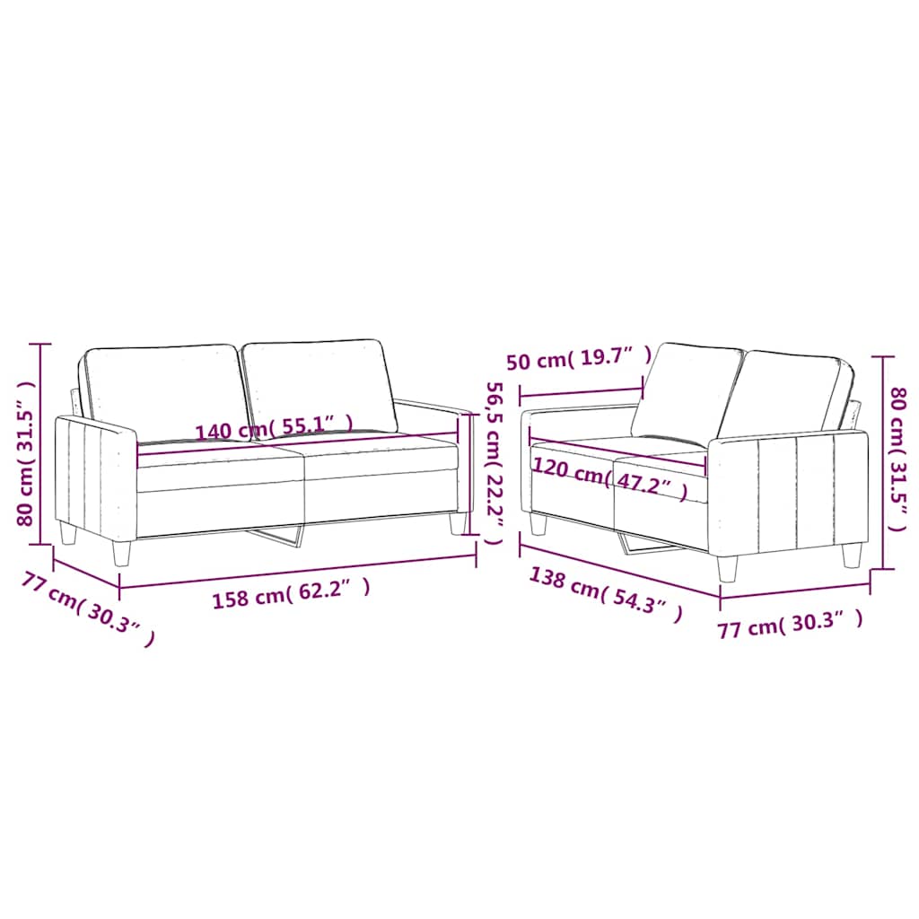 2-dijelni set sofa s jastucima crni baršunasti