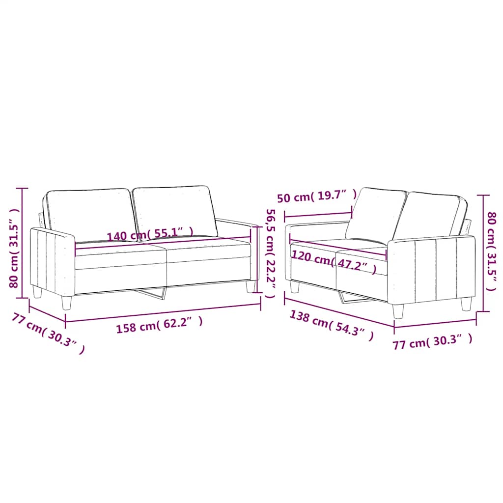 2-dijelni set sofa s jastucima žuti baršunasti