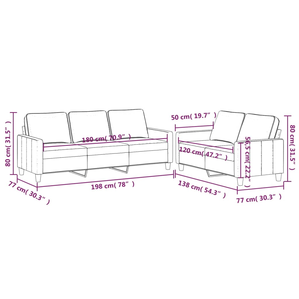 2-dijelni set sofa s jastucima tamnosivi baršunasti