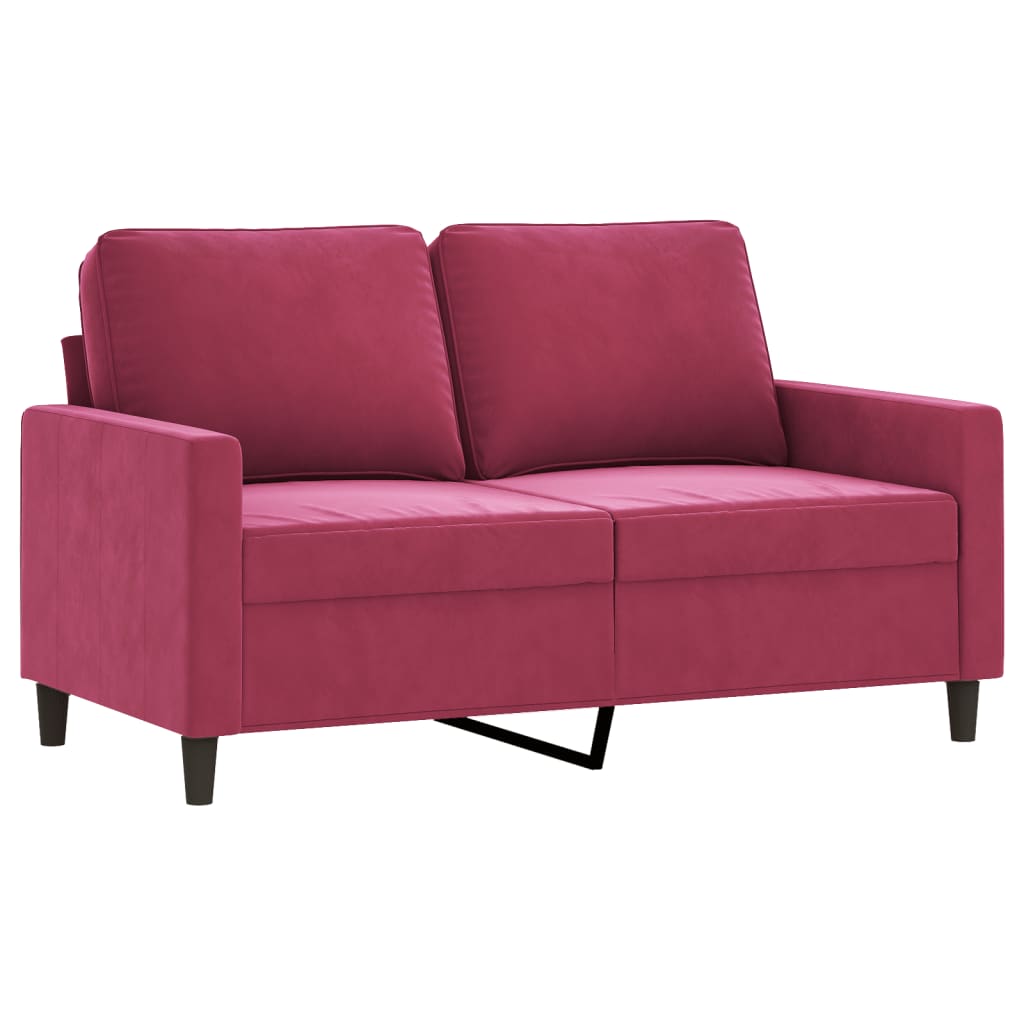 2-dijelni set sofa s jastucima crvena boja vina baršunasti