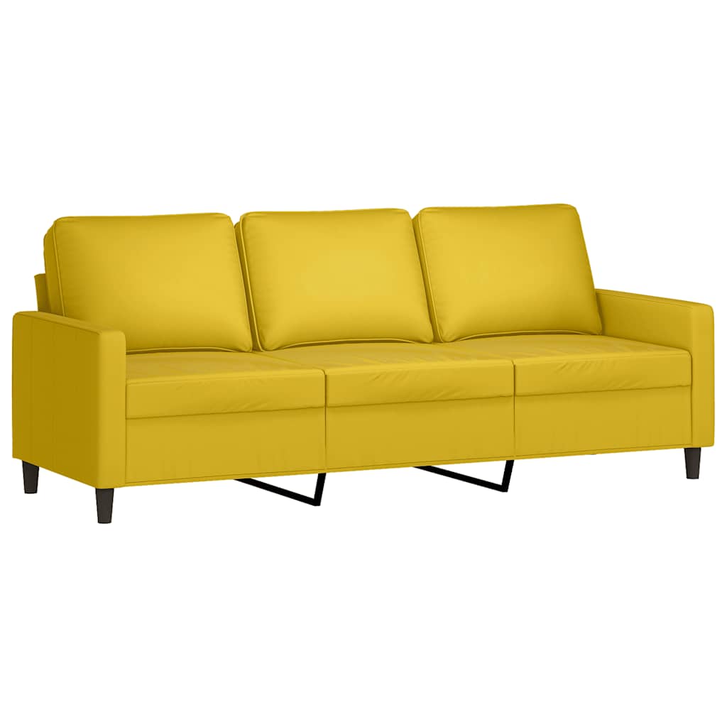 2-dijelni set sofa s jastucima žuti baršunasti
