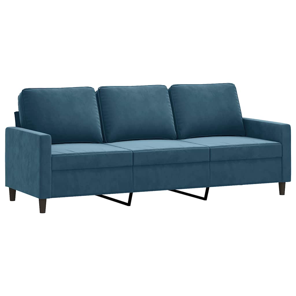 2-dijelni set sofa s jastucima plavi baršunasti