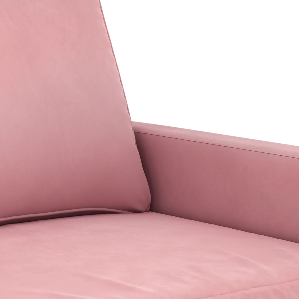 3-dijelni set sofa s jastucima ružičasti baršunasti