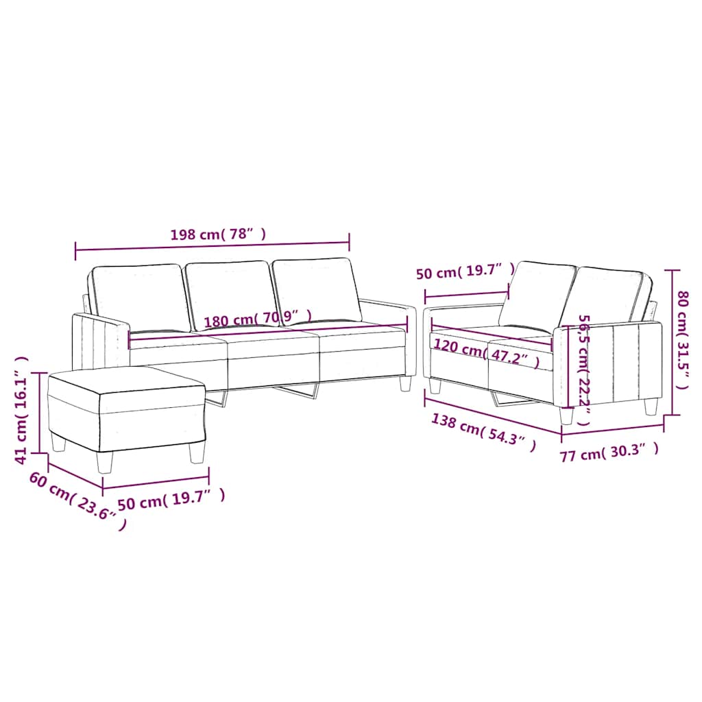 3-dijelni set sofa s jastucima crni baršunasti