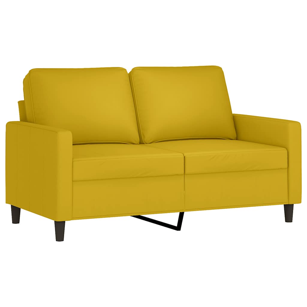 3-dijelni set sofa s jastucima žuti baršunasti